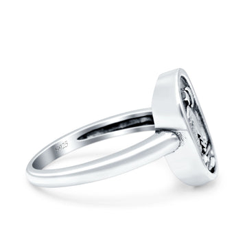 Nature Oxidized Band Solid 925 Sterling Silver Thumb Ring (11.8mm)